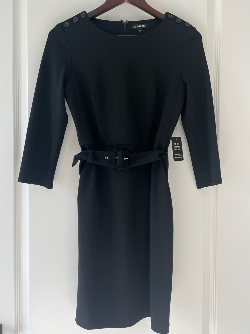 Express Black Belted Sheath Dress